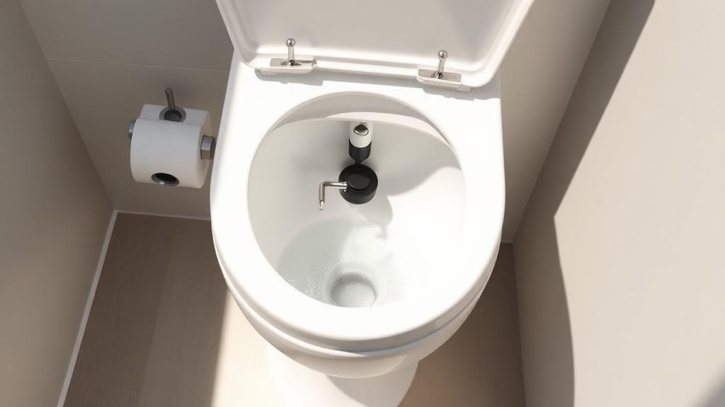 Avatud WC loputuspaak, näha täiteventiil ja ujuk
